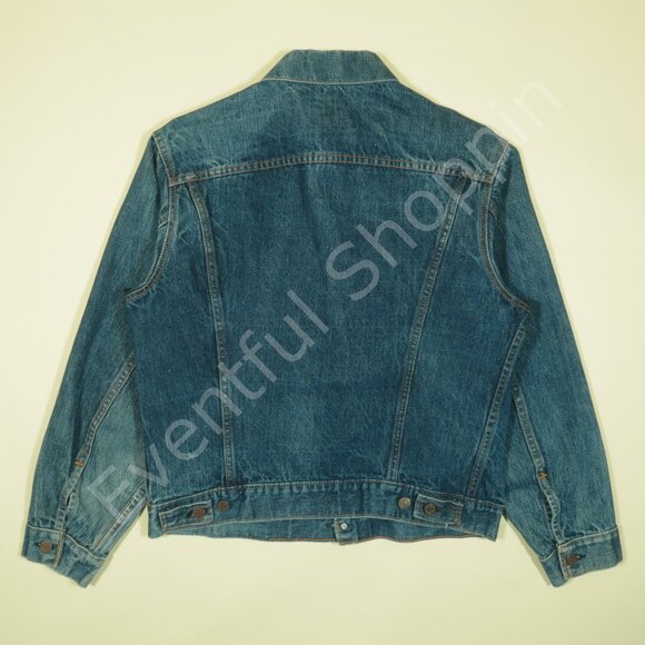 Vintage Levis Type 3 Trucker Jacket Mens M Blue Big E Worn Thrashed 1960s III - Picture 3 of 9